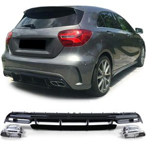 Passend Voor Mercedes A Klasse W176 A45 AMG LOOK Vanaf 2015 Uitlaten met Sport Diffuser Chrome Uitlaat Sierstuk A180 A200 A220 A250