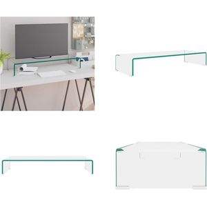 vidaXL Tv-meubel/monitorverhoger transparant 80x30x13 cm glas - Tv-kast - Tv-kasten - Tv-standaard - Tv-standaarden