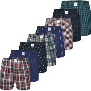 MG-1 Wijde Winter Boxershorts Heren Geruit / Kerst Prints 8-Pack - Maat XL