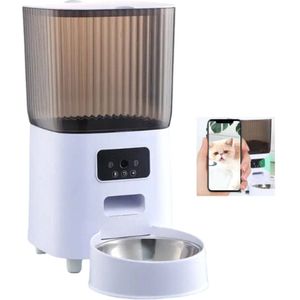 Voerbak Kat V8 - Automatische Kattenvoerbak - 5 Liter - APP Video-Voice Control - Camera - Wifi - Sensor - Compact 20*33*33cm - Wit