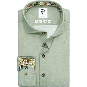R2 Amsterdam - Overhemd Knitted Groen - Heren - Maat 46 - Modern-fit