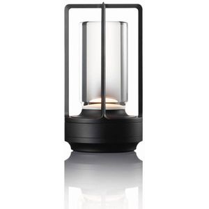 Luxus Tafellamp Touch Deluxe - Juliette - Zwart - H18 x Ø9 - Tafellamp - Terraslamp - Bureaulamp - LED - Oplaadbaar - Dimbaar - Draadloos - Industrieel en modern - Op batterijen - Nachtlamp voor de slaapkamer - Tafellamp voor binnen en buiten