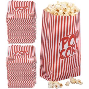 Relaxdays 288x Popcorn zakjes rood-wit - popcornbakjes - uitdeelzakjes - snoepzak