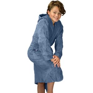 ARTG® Boyzz & Girlzz Kinder Badjas met Capuchon - Spijkerstof Blauw - Jeans Blue - Maat 152/164