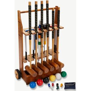 Prof. Croquet set - 6 persoons - Top set - 11mm stalen poorten, kunststof ballen