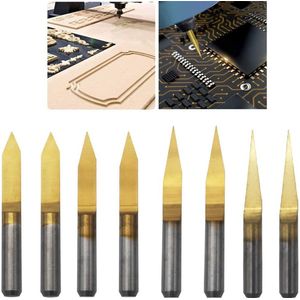 Gecoate graveersteel 3175 mm hardmetaal PCB graveren CNC-router bit-tool 01 mm tip (2 stuks x 10 graden 2 stuks x 20 graden 2 stuks x 30 graden 2 stuks x 45 graden)