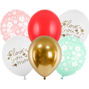 Partydeco - Partydeco ballonnen - Love You Mom (6 stuks)