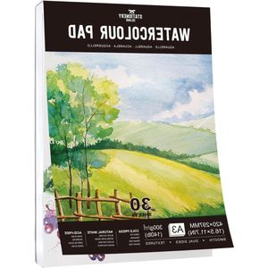 A3-blok 30 vellen aquarelpapier 300 g/m² lijmgebonden koudgeperste textuur - voor schilderen tekenen schetsen en gemengde media