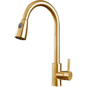 Gouden Keukenkraan met Uittrekbare Kop - Bereik tot 82cm