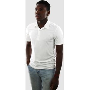Vercate - Heren Polo Korte Mouw - Strijkvrij Poloshirt - Wit - Slim Fit - Tencel - Maat XL