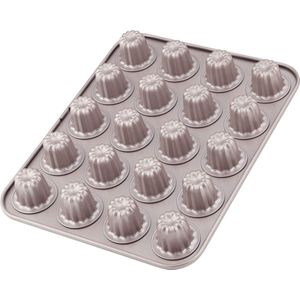 Mini Canele Mold Cake Pan, 20-Cavity Non-Stick Mini Canele Muffin Bakeware Cupcake Pan voor Oven Baking (Champagne Goud)