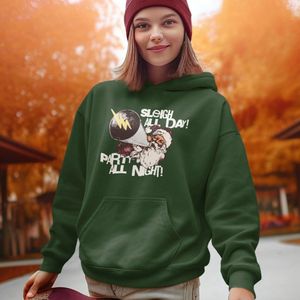 Lekker Waus Foute Kerst Hoodie Groen - Sleigh All Day Party All Night - Maat S - Kerst Outfit Dames & Heren