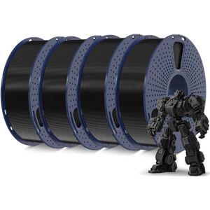 Pla Plus Filament 1.75 Mm-4Kg-Pla Plus 3D Printerfilament-Sterker Belastbaar-Neatly Wound-4 Spoelen-3D Printen-Pla Plus Filament-Maatnauwkeurigheid +/- 0.02 Mm-Zwart-Zwart-Zwart-Zwart
