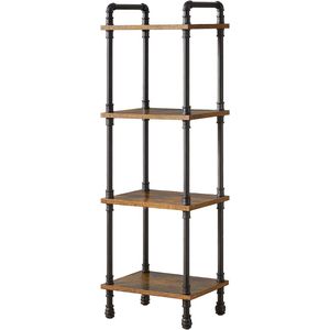 Ladderplank 4-laags opbergplanken - kleine boekenplank rekken met metalen frame - vintage industriële plantendisplaystandaard - boekenkast voor woonkamer thuiskantoor-TMJ404H