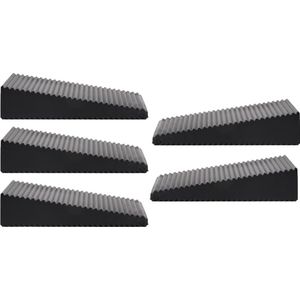 Benson Deurstopper - 5x - zwart - driehoek - rubber - 7 x 6 x 1,6 cm - deurwig