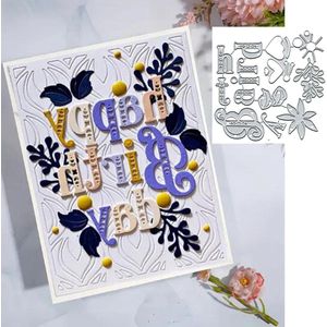 Gelukkige Verjaardag Metalen Die Cuts Verjaardagsfeest Bloem Blad Snijden Dies Cut Stencils DIY Scrapbooking Decoratieve Embossing Papier Scrapbooking Kaart Maken