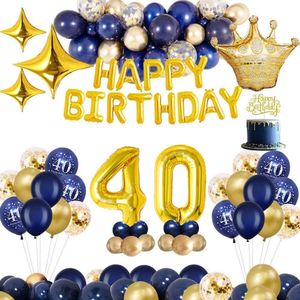 40 jaar feestpakket Blauw / Goud 50-delig - 40 jaar verjaardag - 40 jaar verjaardag versiering - 40 jaar slingers - 40 jaar ballonnen - Feestversiering voor man & vrouw Blauw / Goud  - 40 jaar verjaardag man / vrouw - 40 jaar versiering