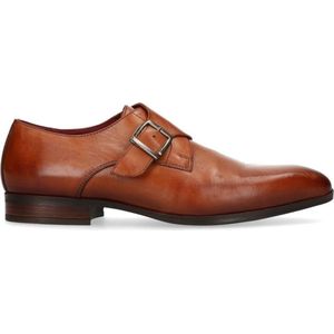 Manfield - Heren - Cognac leren gespschoenen - Maat 46