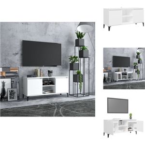 vidaXL TV-meubel Industrieel - 103.5 x 35 x 50 cm - Wit - Bewerkt hout en metaal - Kast
