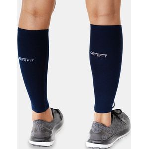 Artefit compressie kuit sleeves – compressie kousen voetloos - compressie sokken hardlopen - zonbescherming - S - Indigo