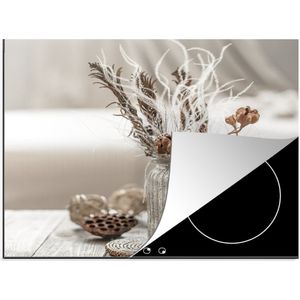 KitchenYeah® Inductie beschermer 59x52 cm - Stilleven - Droogbloemen - Vaas - Kookplaataccessoires - Afdekplaat voor kookplaat - Inductiebeschermer - Inductiemat - Inductieplaat mat