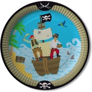 16x feest bordjes piraten thema eiland 23 cm - Feestartikelen verjaardag versiering