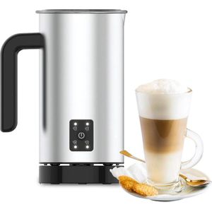 Elektrische melkopschuimer - stille cappuccino-functie - 550 W vermogen - antiaanbaklaag - afneembare bodem - voor gourmetkoffie thuis - inhoud 150 ml/300 ml - roestvrij staal