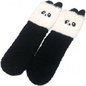 Fluffy sokken, warme wintersokken, 2 PAAR, huissokken, zacht, met panda motief, dog, maat one size (35-40), cadeautip!