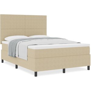 vidaXL - Boxspringbed - met - Matras - Lichtgroen - Grijs - 140x200 - cm - Corduroy - Stof