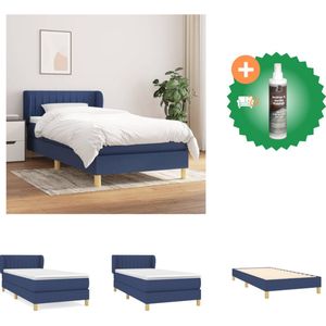 vidaXL Boxspring met matras stof blauw 100x200 cm - Bed - Inclusief Reiniger