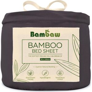 Bamboe Hoeslaken | 1-Persoons Eco Hoeslaken 90cm bij 190cm | Houtskool | Luxe Bamboe Beddengoed | Hypoallergeen Hoeslaken | Puur Bamboe Viscose Rayon Hoeslaken | Ultra-ademende Stof | Bambaw