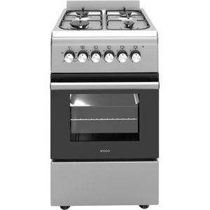 Wiggo WO-E503A(XX) - Vrijstaand - Gasfornuis - 50 cm - 52 Liter - 4 pitten - Energieklasse A - 5 jaar garantie - Roestvrijstaal