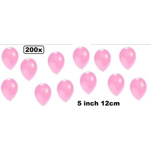 200x Mini ballon metallic baby roze 5 inch(12cm) met ballonpomp - Festival thema feest party verjaardag huwelijk