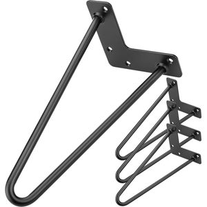 PrimeMatik - Tafel- en meubelpoten Stalen poten 2 stangen 30 cm zwart 4-pack