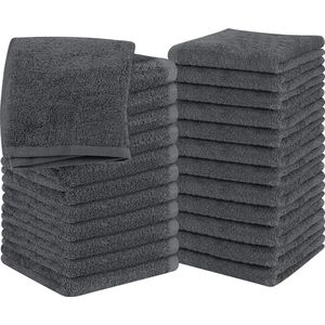 Handdoeken Set - Katoenen Washandjes - 30 x 30 cm Wit - Ring Spun Katoen - Flanellen - Zeer Absorberend - Zacht - Vingertop Handdoeken - 24-Pack - Grijs