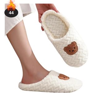 Livano Warme Pantoffels - Sloffen - Slippers - Dames - Heren - Pluche - Maat 42.5 - Wit