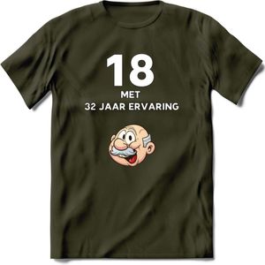18 met 32 jaar ervaring T-Shirt | Grappig Abraham 50 Jaar Verjaardag Kleding Cadeau | Dames – Heren - Leger Groen - L