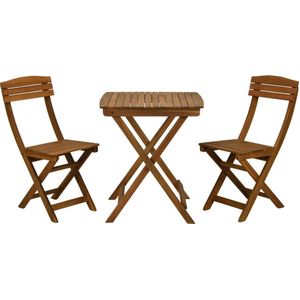 Ambiance Bistroset - 1 Tuintafel 65cm - 2 Tuinstoelen 53 x 40 x H82 cm - Inklapbaar-FSC Acaciahout