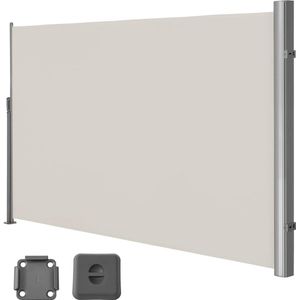 Zijluifel 160 x 300 cm (h x l) voor balkon en terras - met vloermontage - inkijkbescherming - zonwering - zijrolgordijn beige. windscherm oprolbaar