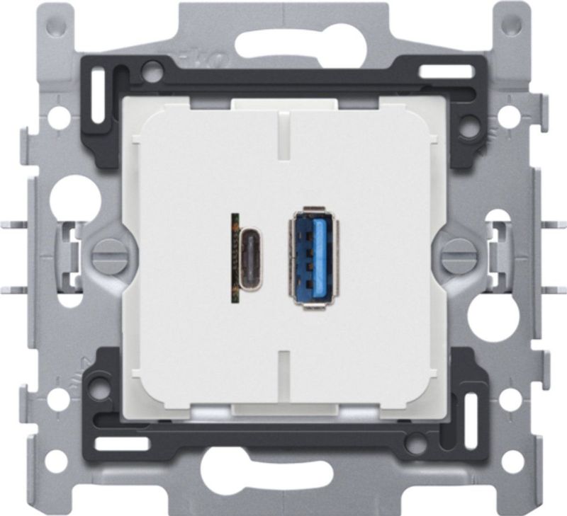 Niko - Combi Smart Lader - USB en USB-C - Wit - Materiaal: Kunststof