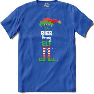 Foute kersttrui - Bier breng kerstelf - T-Shirt - Dames - Royal Blue - Maat XXL