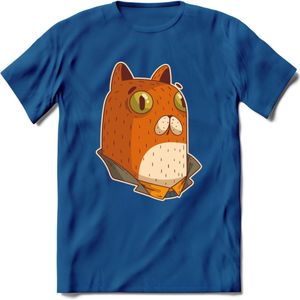 Casual kat T-Shirt Grappig | Dieren katten Kleding Kado Heren / Dames | Animal Skateboard Cadeau shirt - Donker Blauw - 3XL