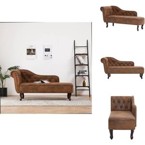 vidaXL Chaise Longue - Chaise Longues - Ligstoel - Ligstoelen - Chaise longue kunstsuède bruin