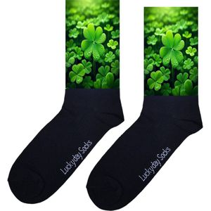 Klavertje 4 sokken - Geluks sokken - Opkikker sokken - Print sokken - Sterkte - Ziek sokken - Beterschap cadeau - Grappige sokken - leuke dames en heren sokken - Sokken waar je vrolijk van wordt - Maat 37-44