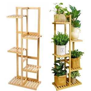 Bloemenstandaard, bamboe plantenstandaard, plantenplank, boekenkast, 6-laags multifunctionele bloemenplank, stevig frame, eenvoudige montage voor gebruik binnen en buiten