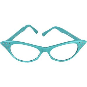 Cat Eye Rhinestone Bril Turquoise