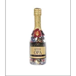 Snoep - Champagnefles - 's-werelds beste Opa- Gevuld met verpakte Italiaanse bonbons - In cadeauverpakking met gekleurd lint