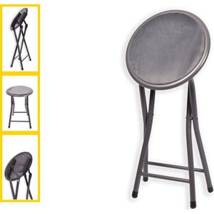 Klapstoel met zithoogte van 45 cm - Vouwkrukje velvet zitvlak en rug bekleed - stoel- tafelstoel - klapstoel - Velvet klapstoel - Luxe klapstoel - Met kussentjes - FLUWEEL- Stoelen - Klapstoelen - Stoeltje - Premium chair -Beige