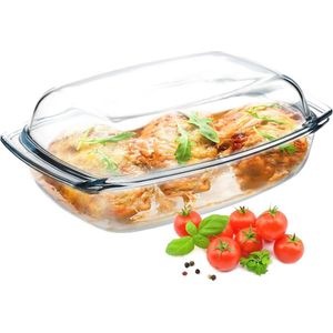 Hittebestendige Glazen Ovenschaal - Vuurvast Servies voor Gestoofde Gerechten en Lasagne - 4,1 Liter