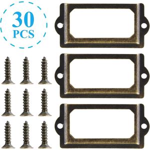 30 stuks - 70 x 33mm - Meubel Labelhouders - Metaal Label Houders - Bibliotheeklabels - ijzer - Bronzen - Met schroeven - Decoratieve Labelhouders voor naamplaatjes, apothekerskast, archief, Meubels